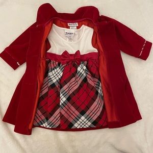 12 Month - Red Holiday Dress and Coat Set